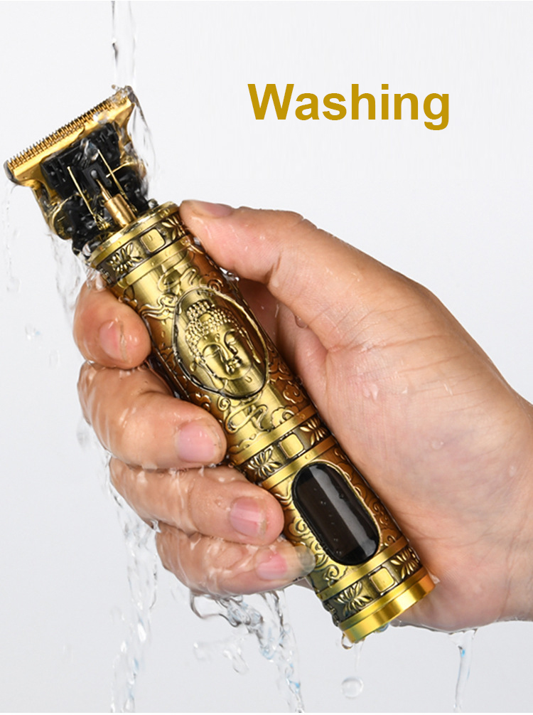 Drop shipping T9 USB Rechargeable Hair Clipper Barber Carving 0mm cordless men Hair Trimmer Buddha design Shaver