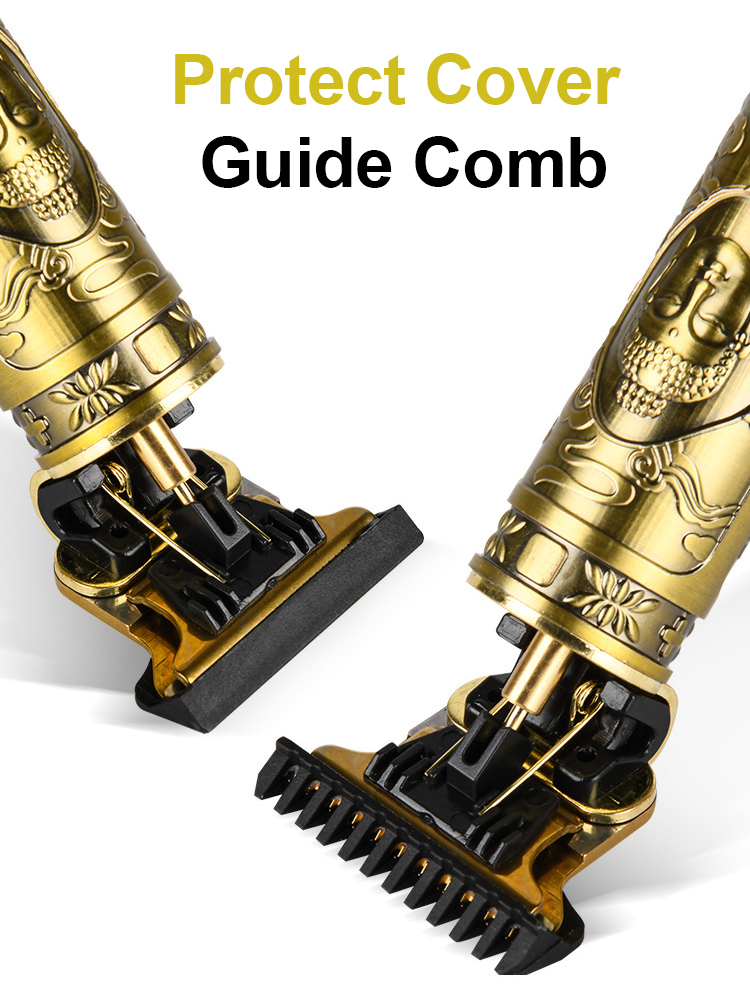 Drop shipping T9 USB Rechargeable Hair Clipper Barber Carving 0mm cordless men Hair Trimmer Buddha design Shaver - Imagen 4