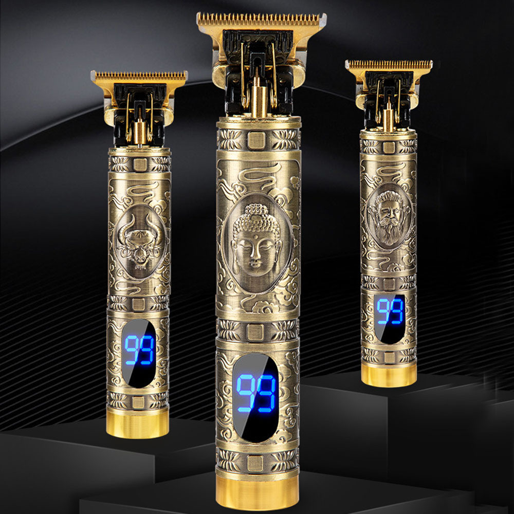 Drop shipping T9 USB Rechargeable Hair Clipper Barber Carving 0mm cordless men Hair Trimmer Buddha design Shaver - Imagen 5