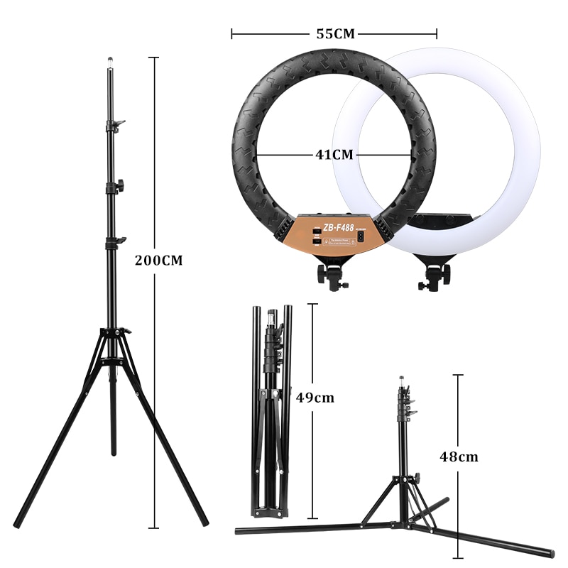 PYNSSEU 22inch Video Ring Lamp with 2M Light Stand Remote Countrol Phone Holder Photographic Ring Light for YouTube Makeup Live - Imagen 5
