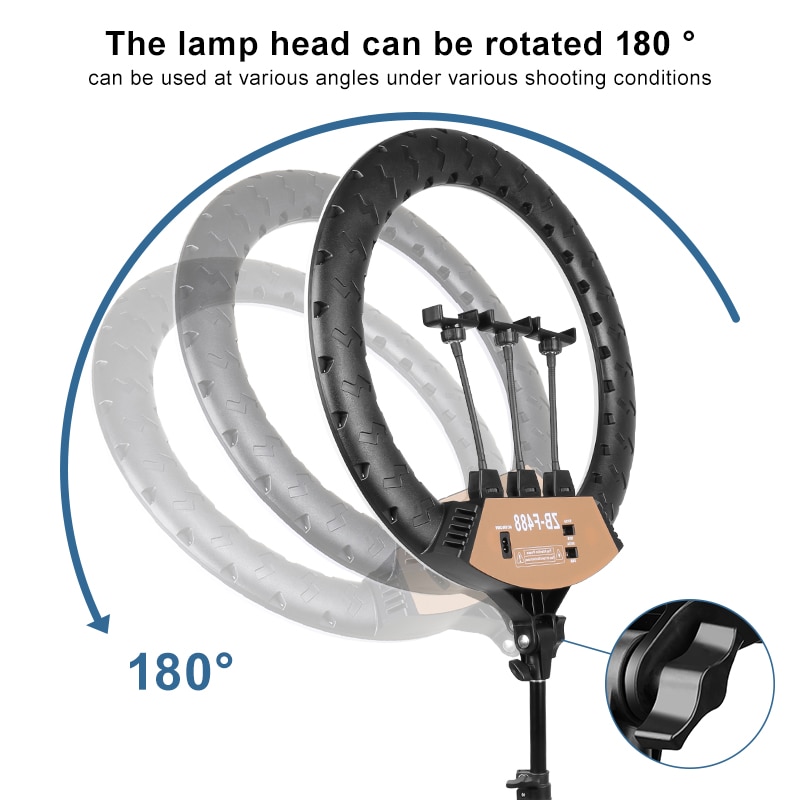 PYNSSEU 22inch Video Ring Lamp with 2M Light Stand Remote Countrol Phone Holder Photographic Ring Light for YouTube Makeup Live - Imagen 4