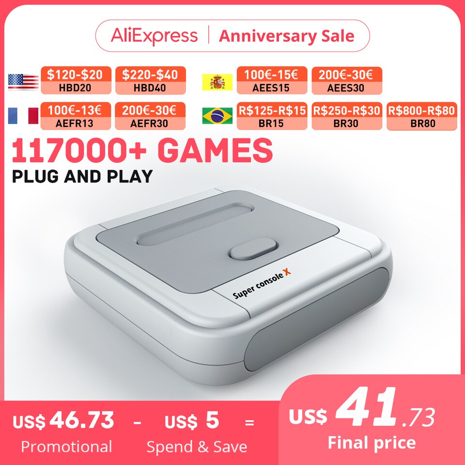 Super Console X Retro Game Console For PSP/PS1/Naomi/MAME/N64/DC With 117000+ Classic Retro Games HD Wifi TV Video Game Player