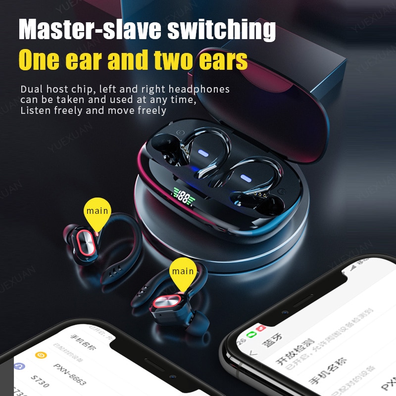 New TWS Bluetooth Earphones With Mic, Sport Ear Hook Wireless Headphones ,Stereo Waterproof Headsets Compatible Xiaomi Phone - Imagen 7